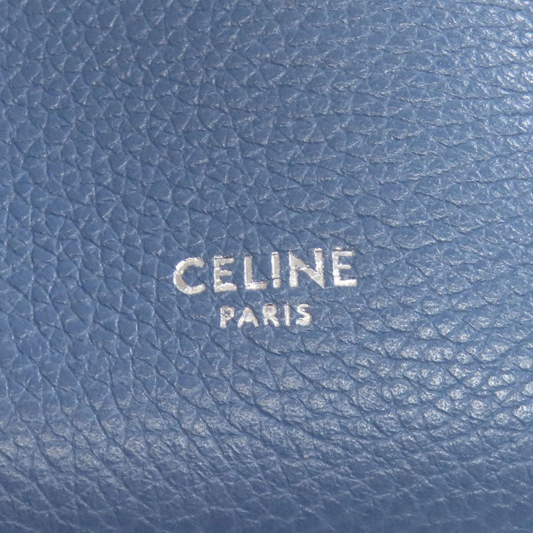 CELINE Shoulder Bag Calfskin blue Sangle Bucket Small