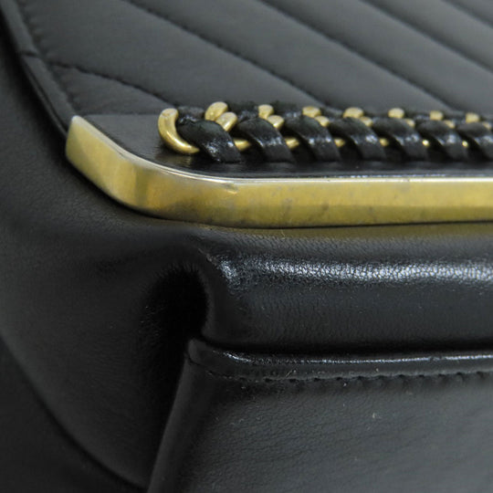 CHANEL Shoulder Bag lambskin black Vstitch Gold Metal 2WAY