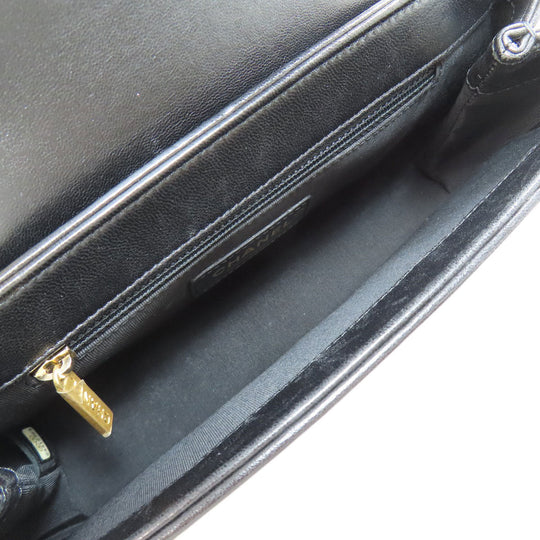 CHANEL Shoulder Bag lambskin black Vstitch Gold Metal 2WAY