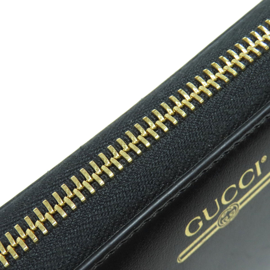 GUCCI Long Wallet Purse 547591 leather black logo Women Used Authentic