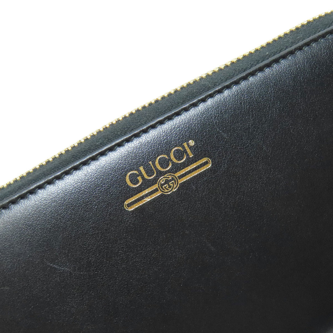 GUCCI Long Wallet Purse 547591 leather black logo Women Used Authentic