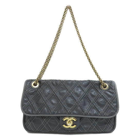 CHANEL Shoulder Bag Calfskin black ChainShoulder COCO Mark Gold Metal Women Used Authentic