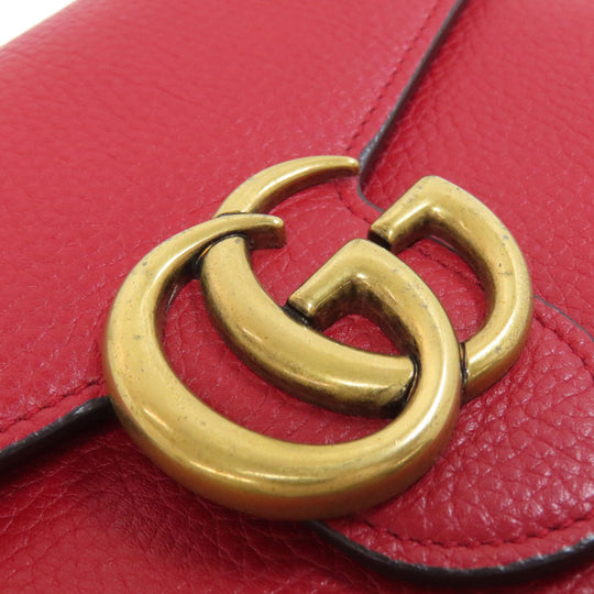 GUCCI Long Wallet Purse 401232 leather Red GG Marmont Chain Wallet