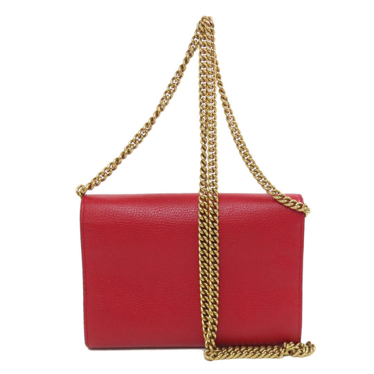 GUCCI Long Wallet Purse 401232 leather Red GG Marmont Chain Wallet