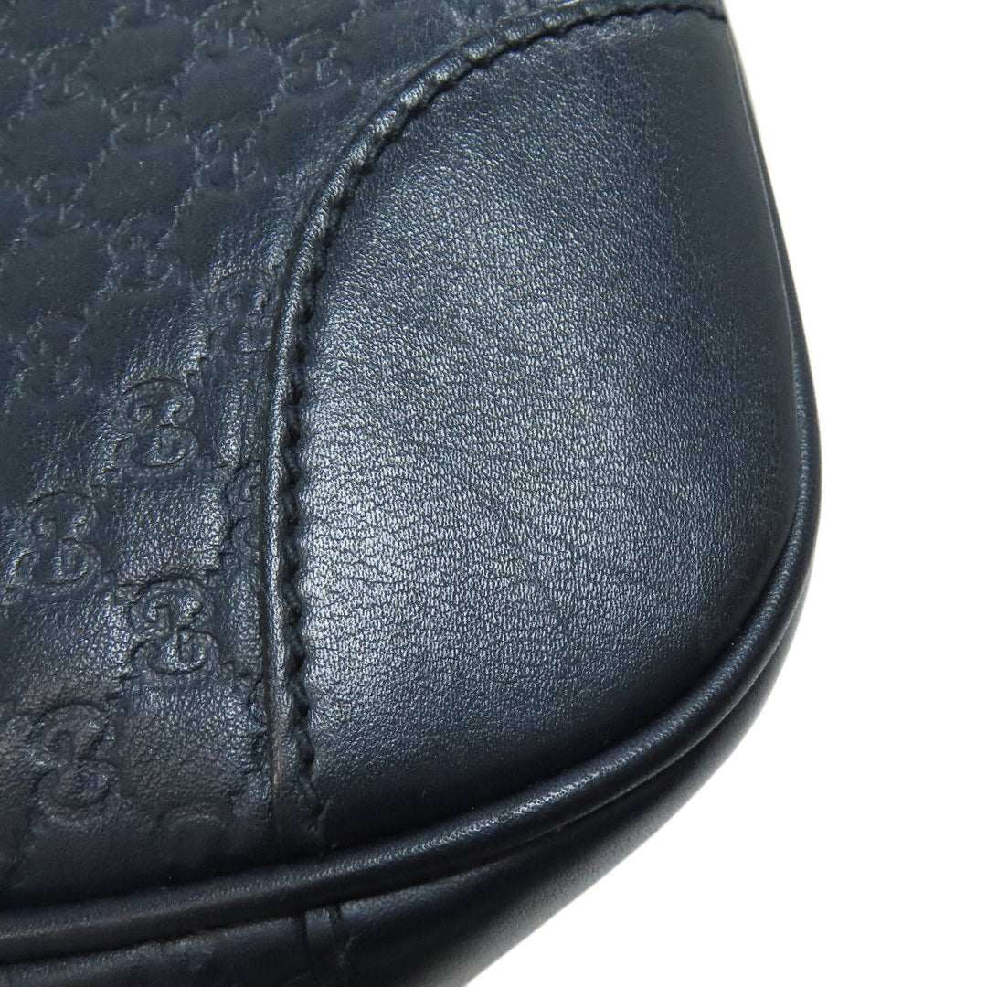 GUCCI Shoulder Bag 449413 leather Navy GG Signature Microsima Outlet Women Used Authentic