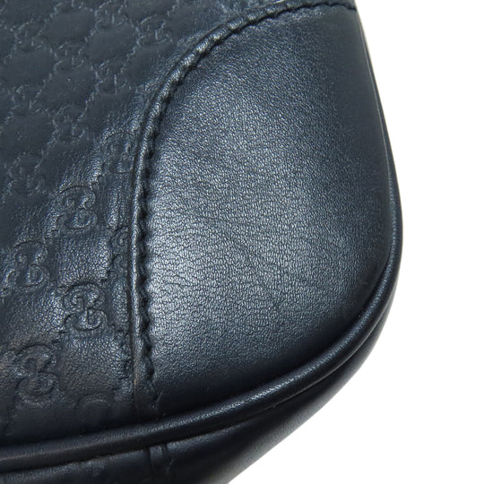 GUCCI Shoulder Bag 449413 leather Navy GG Signature Microsima Outlet Women Used Authentic