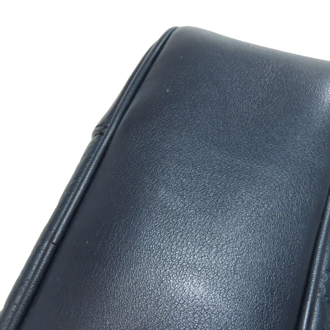 GUCCI Shoulder Bag 449413 leather Navy GG Signature Microsima Outlet Women Used Authentic