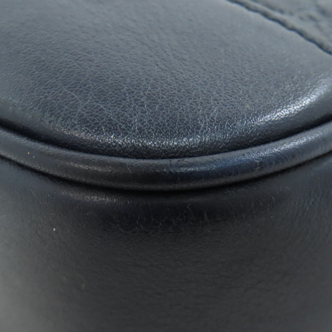 GUCCI Shoulder Bag 449413 leather Navy GG Signature Microsima Outlet Women Used Authentic