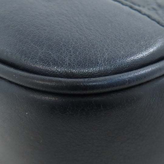 GUCCI Shoulder Bag 449413 leather Navy GG Signature Microsima Outlet Women Used Authentic
