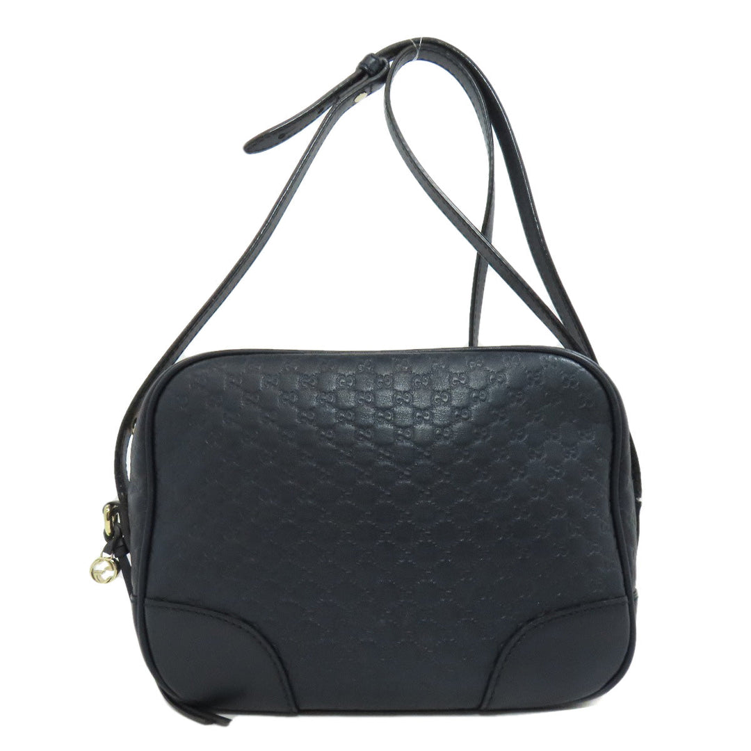 GUCCI Shoulder Bag 449413 leather Navy GG Signature Microsima Outlet Women Used Authentic