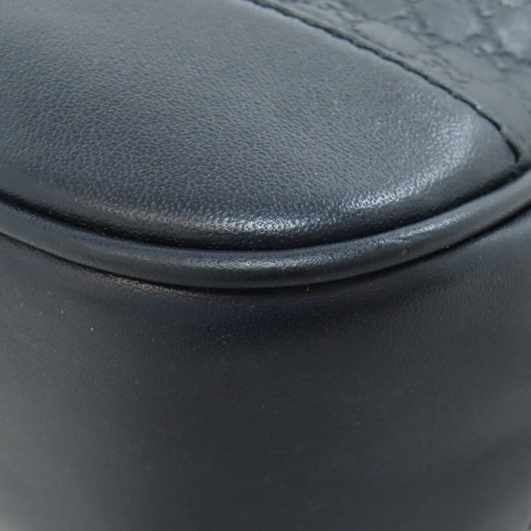GUCCI Shoulder Bag 449413 leather Navy GG Signature Microsima Outlet Women Used Authentic
