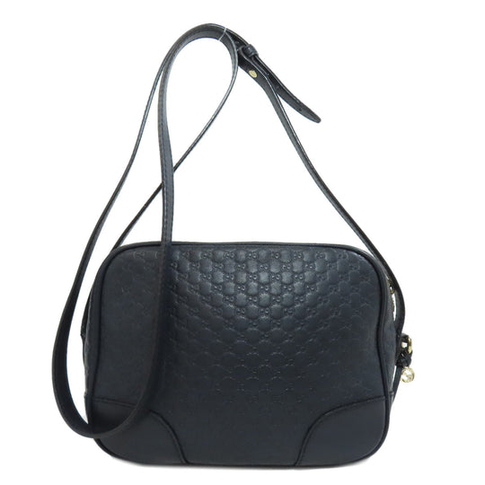 GUCCI Shoulder Bag 449413 leather Navy GG Signature Microsima Outlet Women Used Authentic