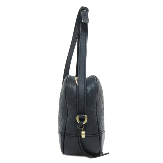 GUCCI Shoulder Bag 449413 leather Navy GG Signature Microsima Outlet Women Used Authentic