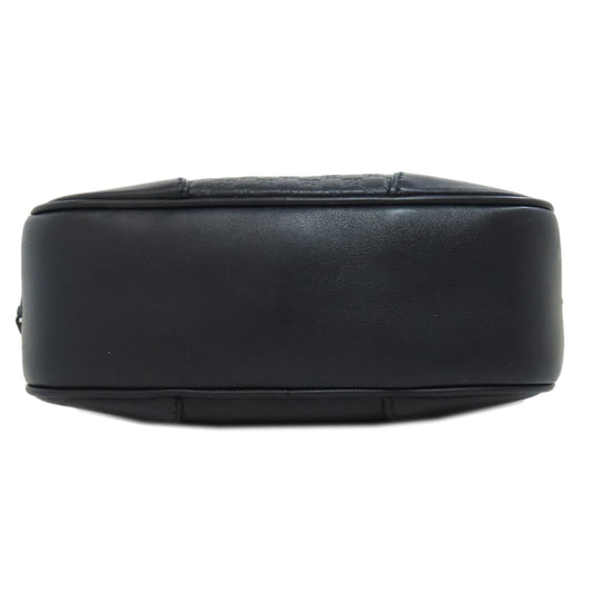 GUCCI Shoulder Bag 449413 leather Navy GG Signature Microsima Outlet Women Used Authentic
