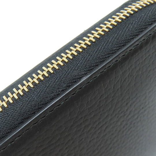 GUCCI Long Wallet Purse 449347 leather black Interlocking G Women Used Authentic