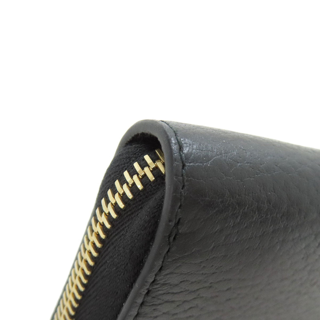 GUCCI Long Wallet Purse 449347 leather black Interlocking G Women Used Authentic