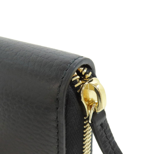 GUCCI Long Wallet Purse 449347 leather black Interlocking G Women Used Authentic