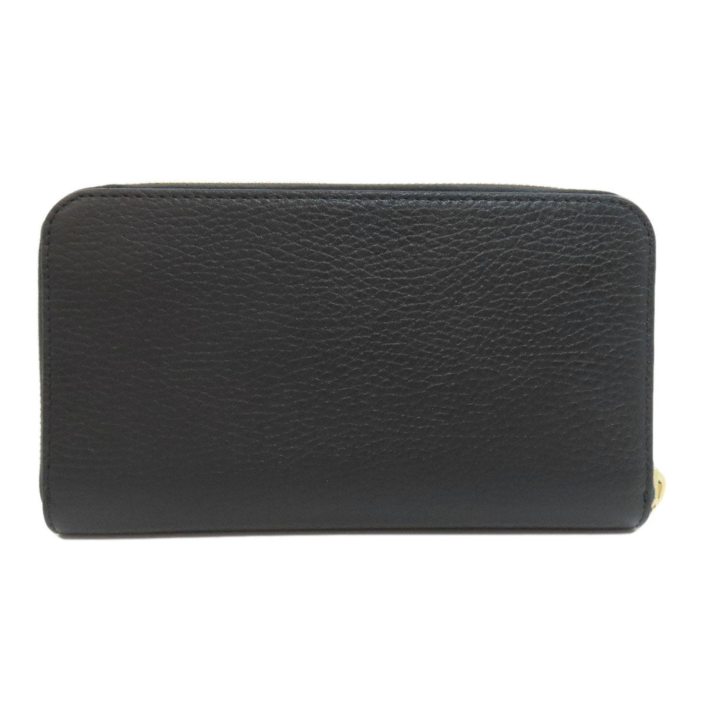GUCCI Long Wallet Purse 449347 leather black Interlocking G Women Used Authentic
