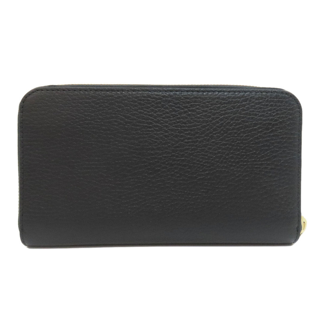 GUCCI Long Wallet Purse 449347 leather black Interlocking G Women Used Authentic