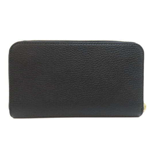 GUCCI Long Wallet Purse 449347 leather black Interlocking G Women Used Authentic