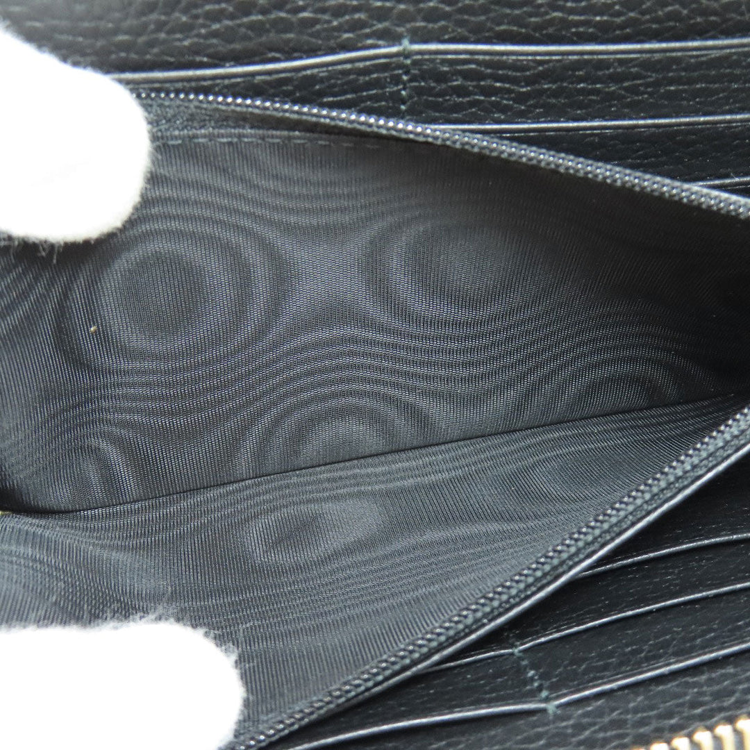 GUCCI Long Wallet Purse 449347 leather black Interlocking G Women Used Authentic