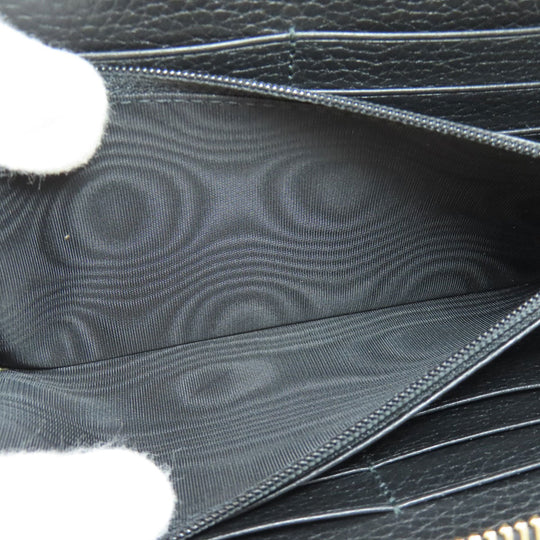 GUCCI Long Wallet Purse 449347 leather black Interlocking G Women Used Authentic