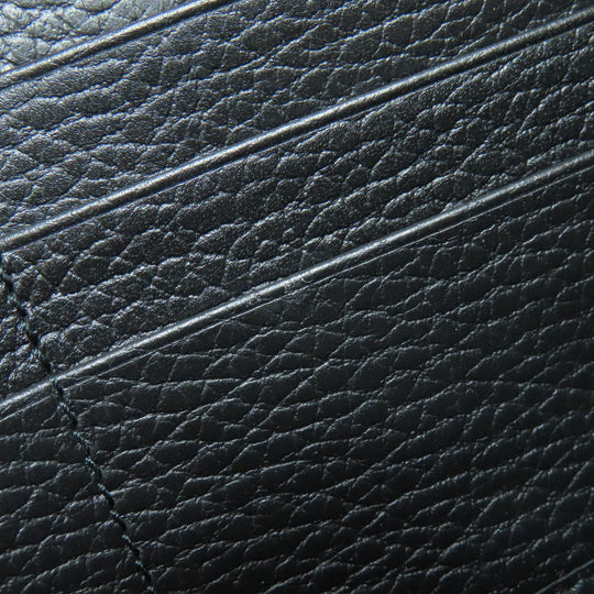 GUCCI Long Wallet Purse 449347 leather black Interlocking G Women Used Authentic