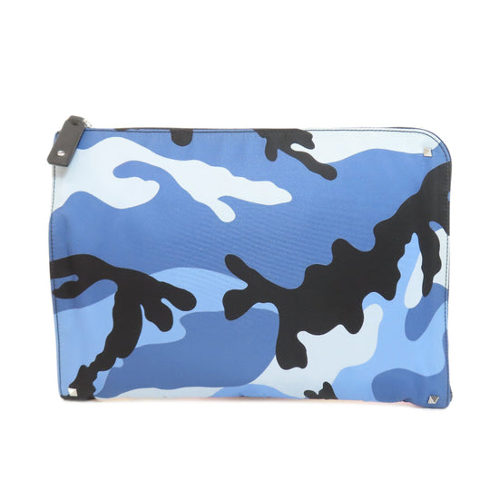 VALENTINO business bag Nylon blue Camouflage Pattern mens Used Authentic