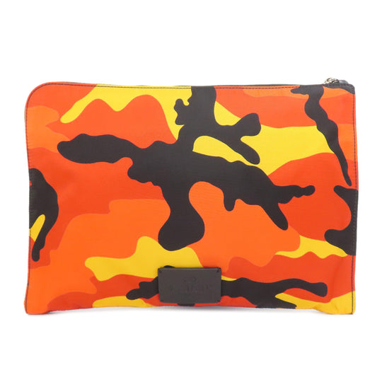 VALENTINO business bag Nylon blue Camouflage Pattern mens Used Authentic