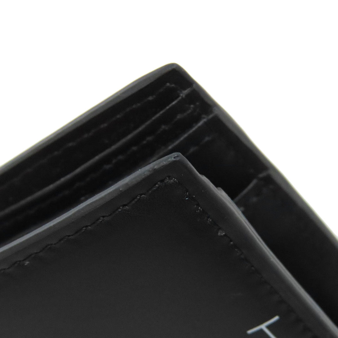 VALENTINO Bifold Wallet leather black logo mens Used Authentic