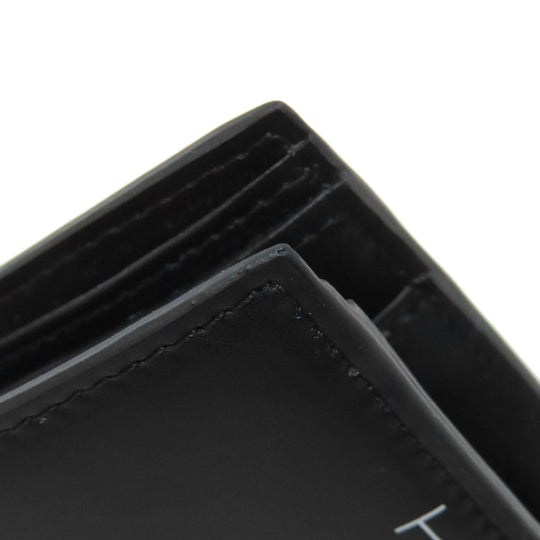 VALENTINO Bifold Wallet leather black logo mens Used Authentic