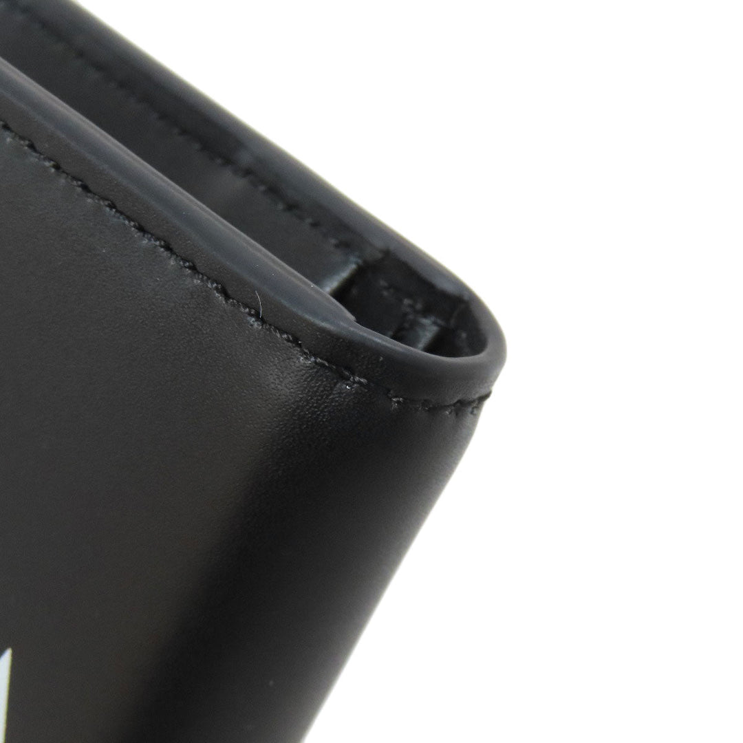 VALENTINO Bifold Wallet leather black logo mens Used Authentic