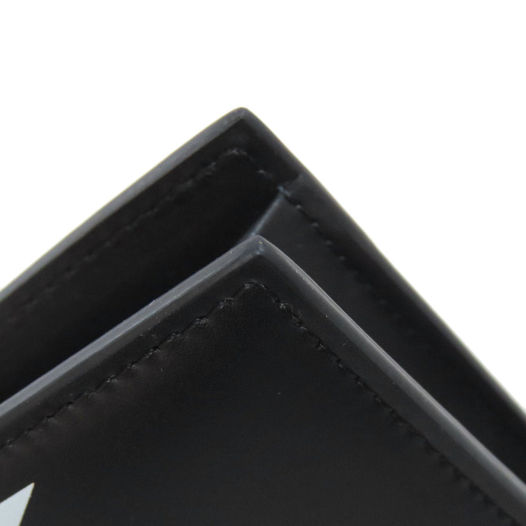 VALENTINO Bifold Wallet leather black logo mens Used Authentic