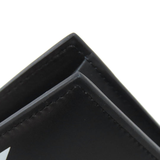 VALENTINO Bifold Wallet leather black logo mens Used Authentic