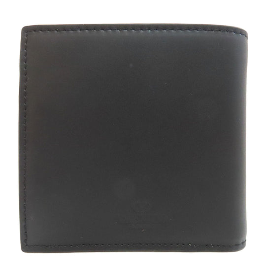 VALENTINO Bifold Wallet leather black logo mens Used Authentic