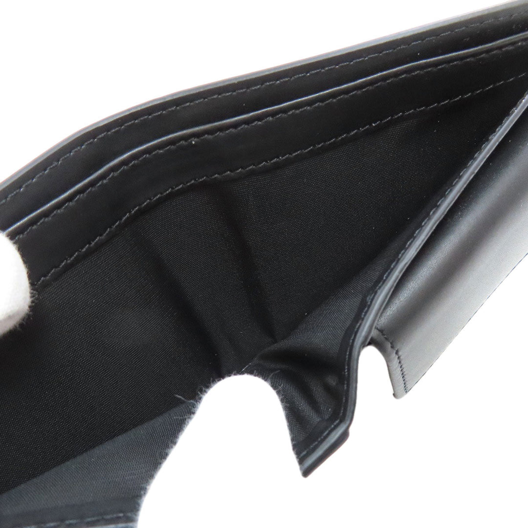 VALENTINO Bifold Wallet leather black logo mens Used Authentic