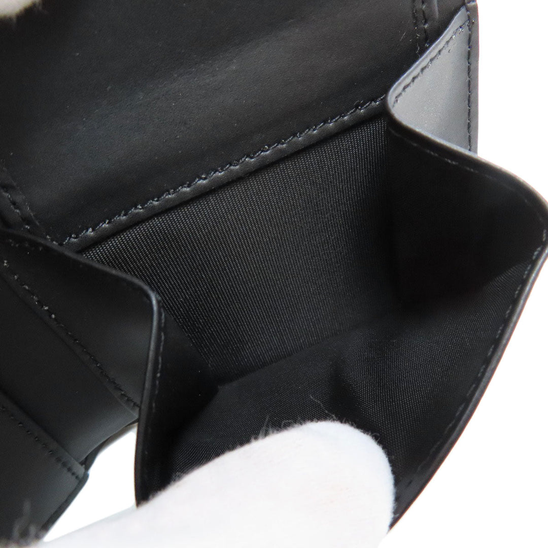 VALENTINO Bifold Wallet leather black logo mens Used Authentic