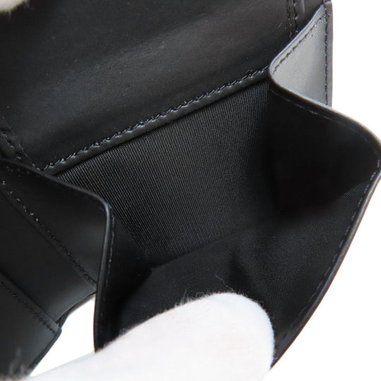 VALENTINO Bifold Wallet leather black logo mens Used Authentic