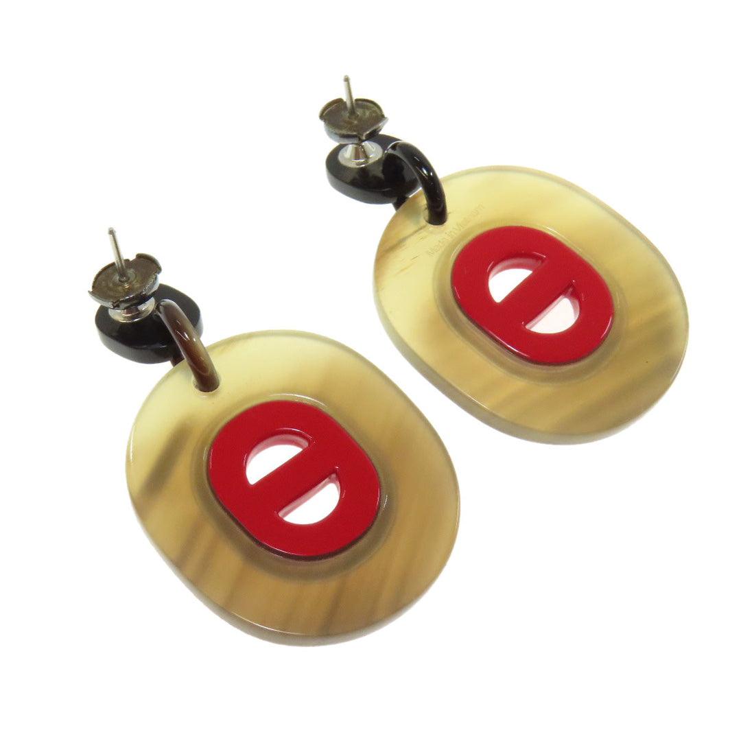 HERMES Pierce Buffalo horn Brown Fidelio Village PM Women Used Authentic