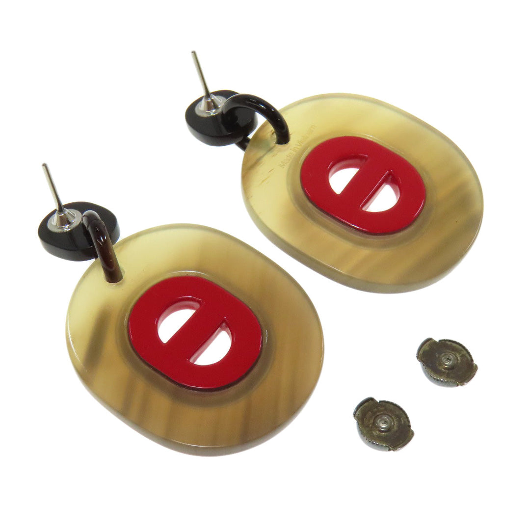 HERMES Pierce Buffalo horn Brown Fidelio Village PM Women Used Authentic