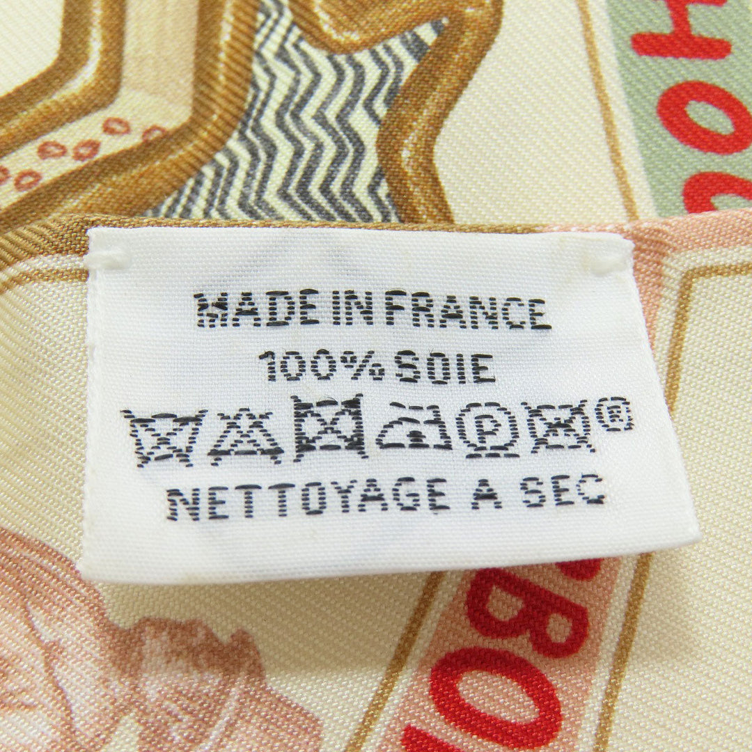 HERMES scarf silk Brown Twilly Women Used Authentic