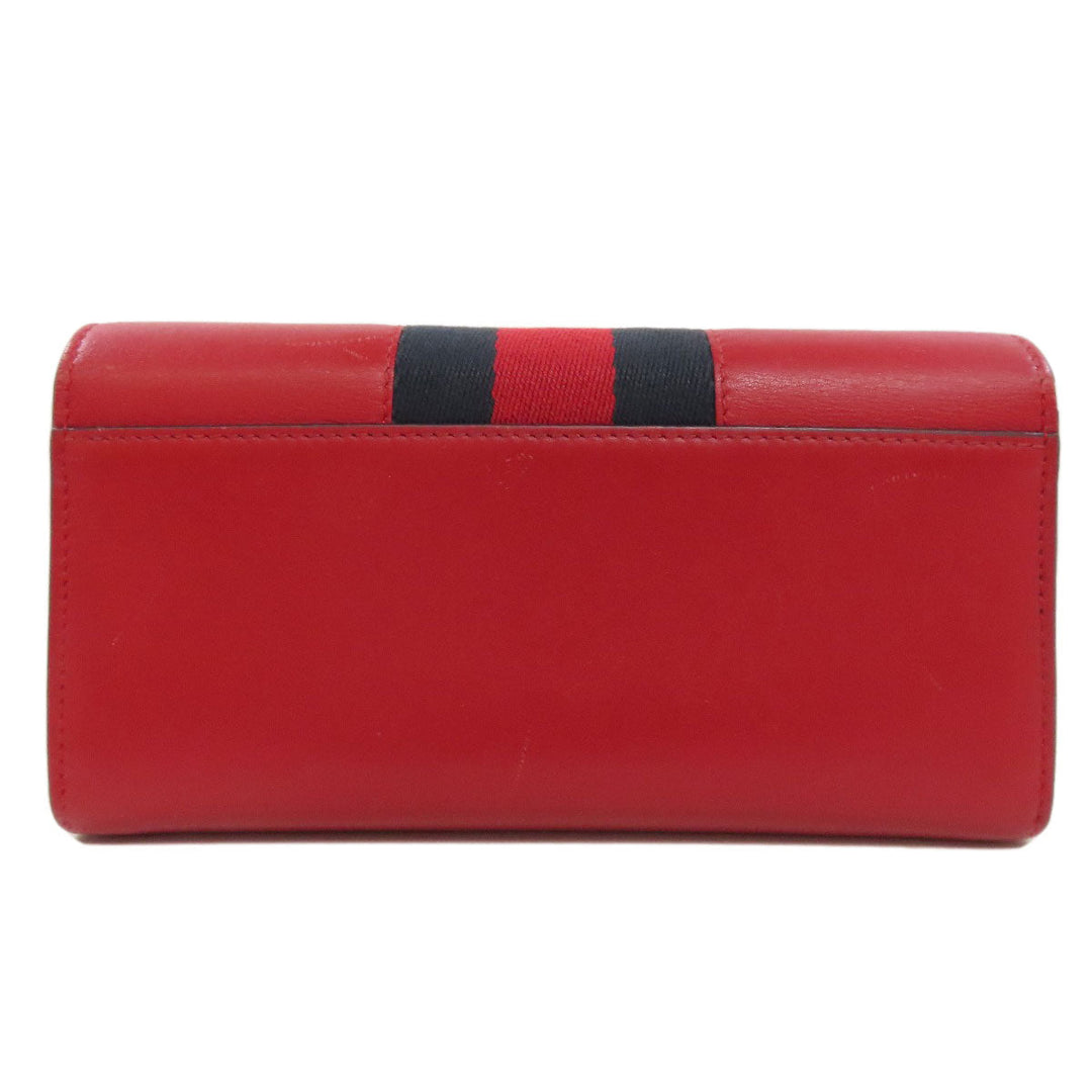 GUCCI Long Wallet Purse 476084 leather Red Sylvie Continental Women Used Authentic
