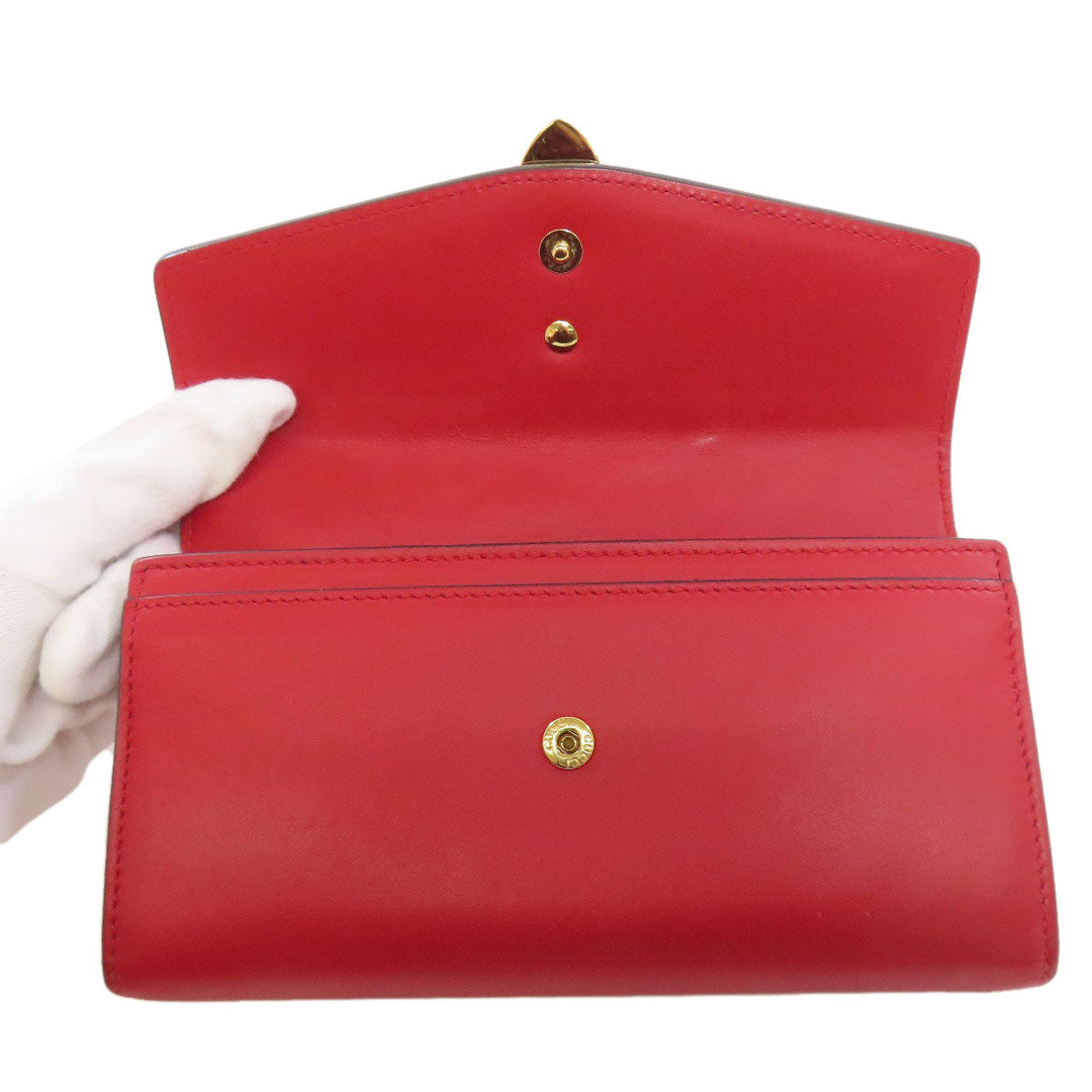 GUCCI Long Wallet Purse 476084 leather Red Sylvie Continental Women Used Authentic