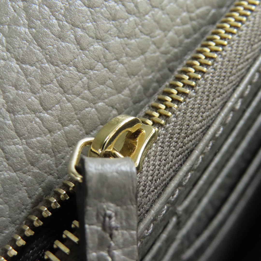 GUCCI Long Wallet Purse 510314 leather gray Outlet Chain Wallet Interlocking G Women Used Authentic