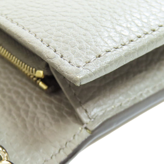 GUCCI Long Wallet Purse 510314 leather gray Outlet Chain Wallet Interlocking G Women Used Authentic