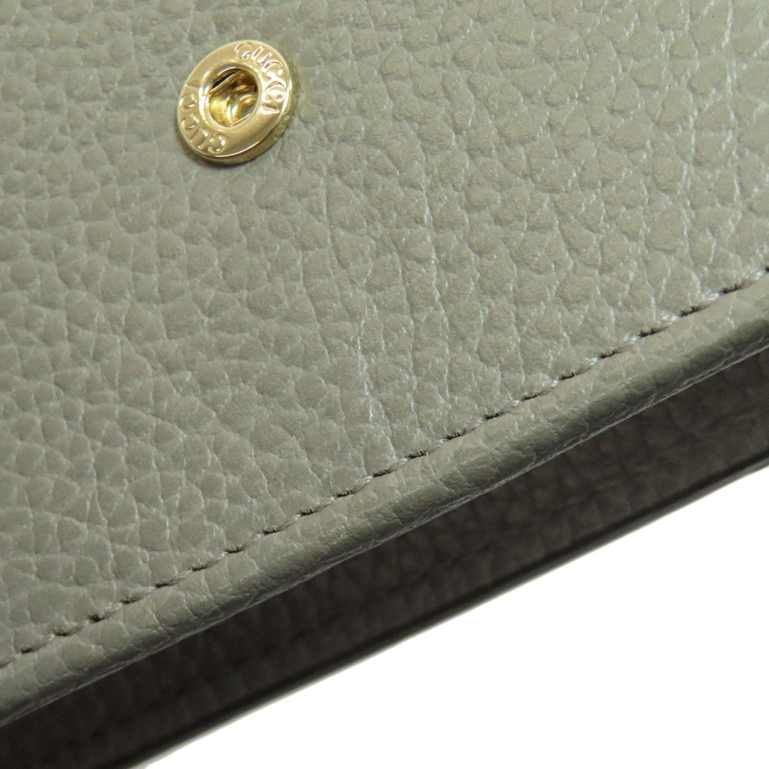 GUCCI Long Wallet Purse 510314 leather gray Outlet Chain Wallet Interlocking G Women Used Authentic