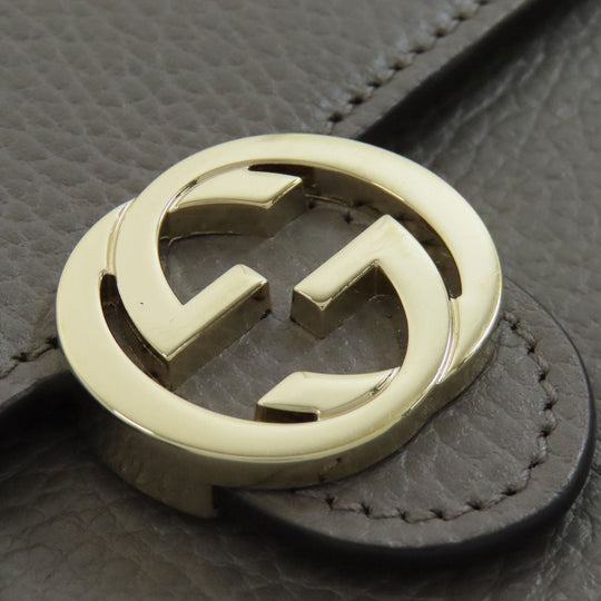 GUCCI Long Wallet Purse 510314 leather gray Outlet Chain Wallet Interlocking G Women Used Authentic