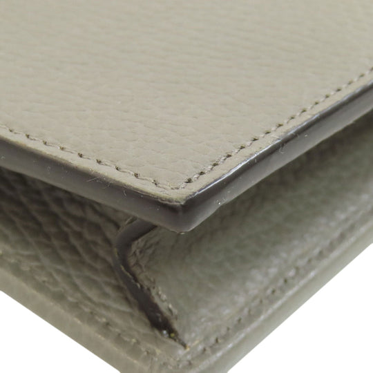 GUCCI Long Wallet Purse 510314 leather gray Outlet Chain Wallet Interlocking G Women Used Authentic