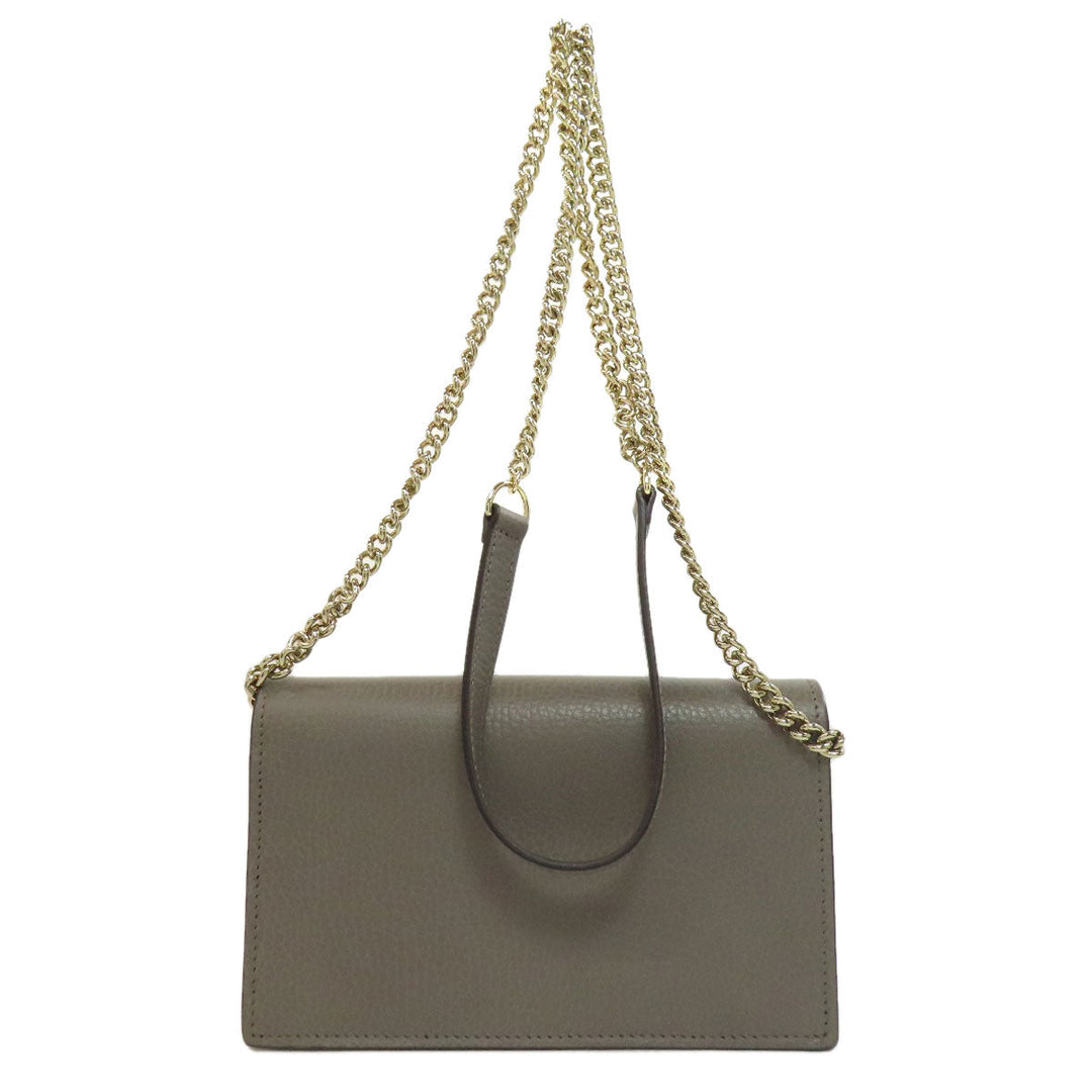 GUCCI Long Wallet Purse 510314 leather gray Outlet Chain Wallet Interlocking G Women Used Authentic