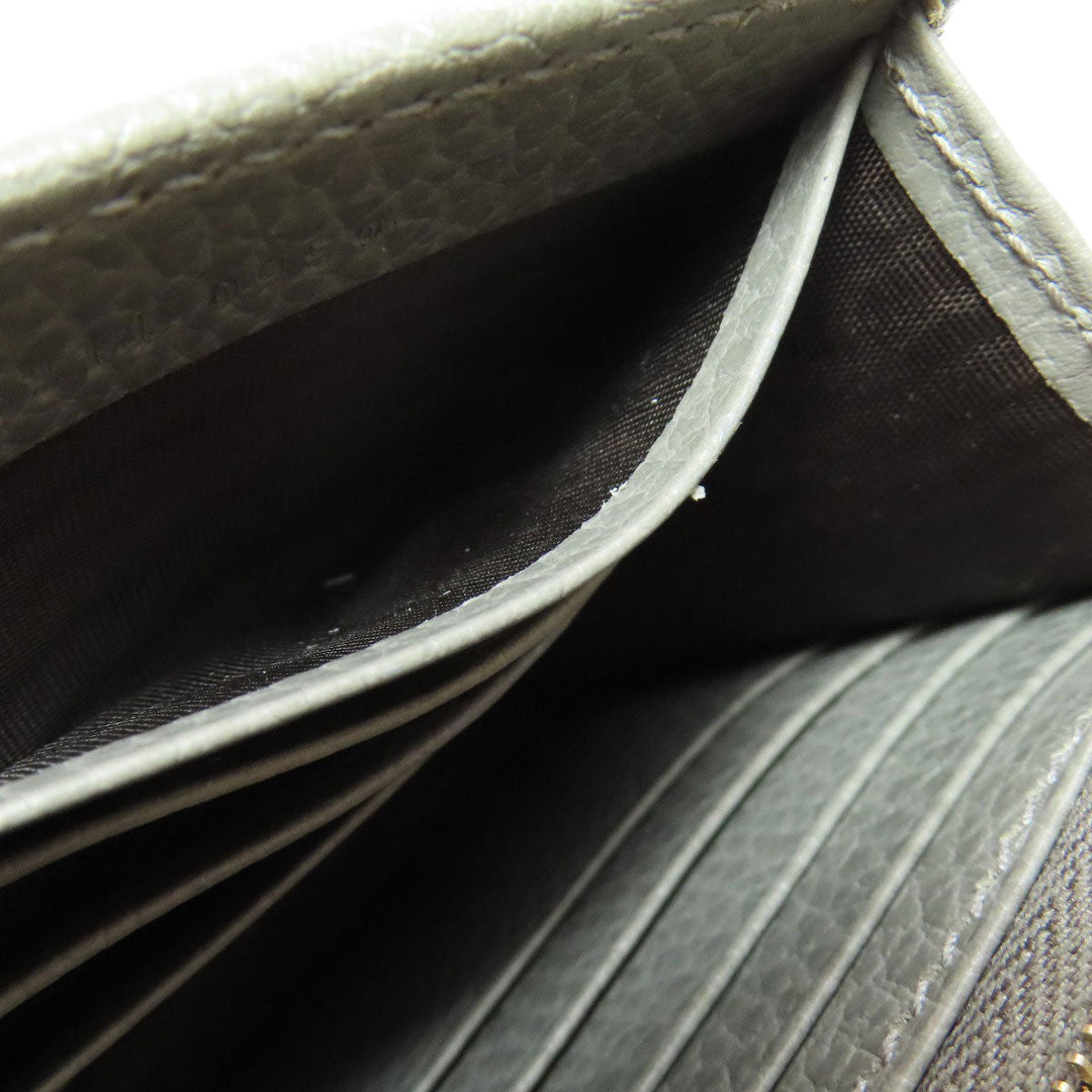 GUCCI Long Wallet Purse 510314 leather gray Outlet Chain Wallet Interlocking G Women Used Authentic